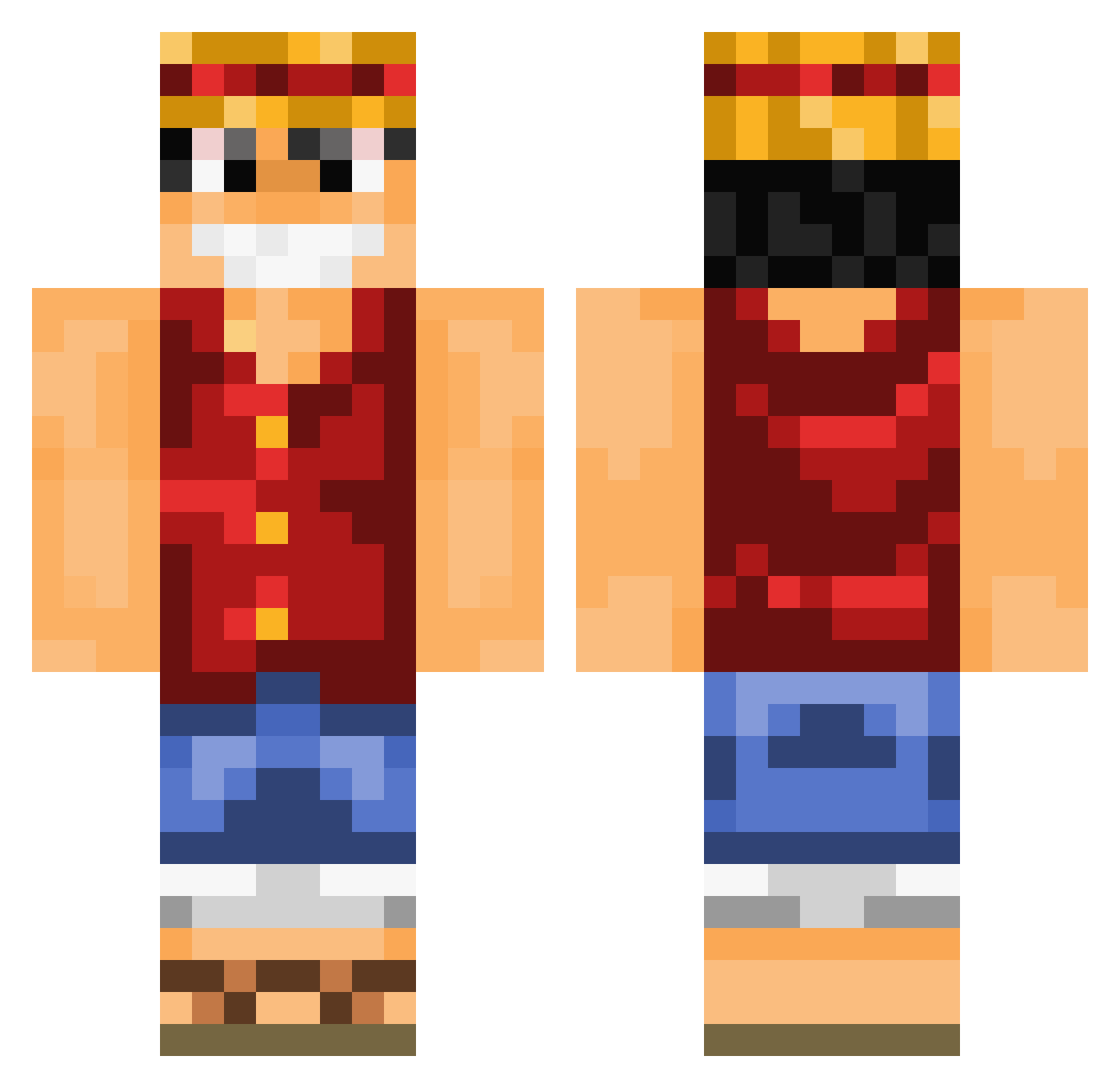 Caseiroo Minecraft skin, front and back view