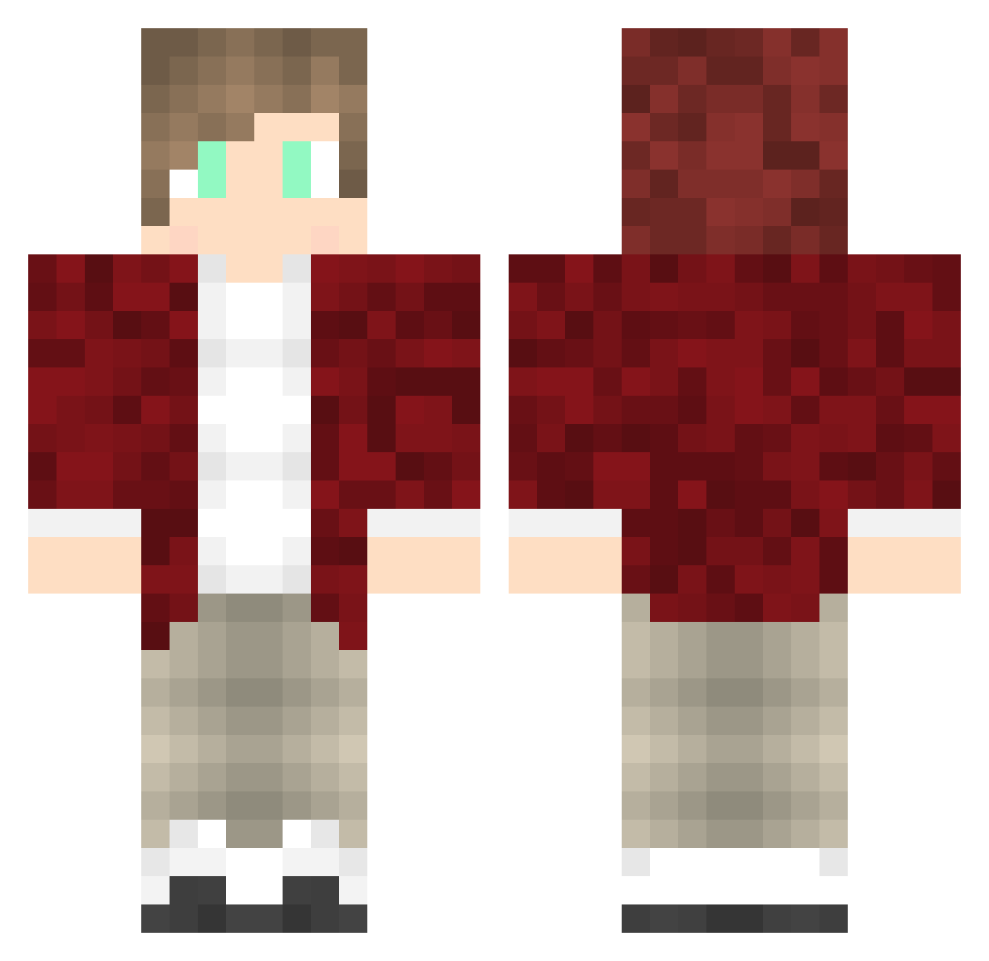 Shatters Minecraft skin, front and back view