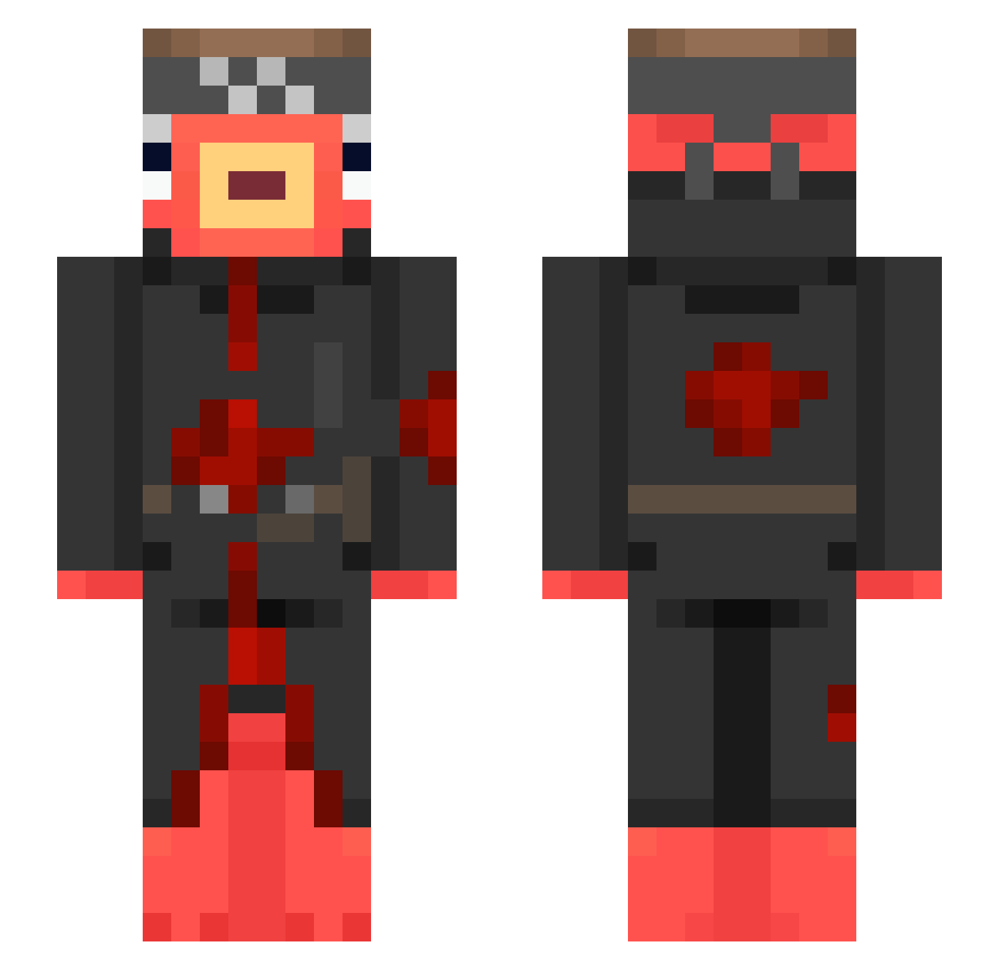 Thetwistedlife Minecraft skin, front and back view
