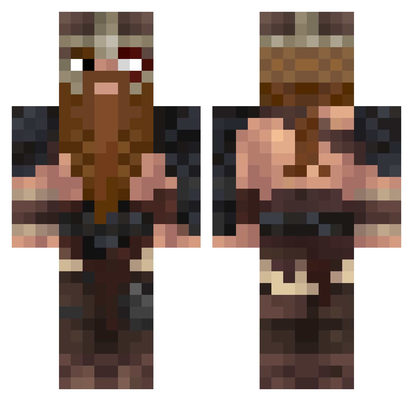 Mehlgehirn Minecraft skin, front and back view