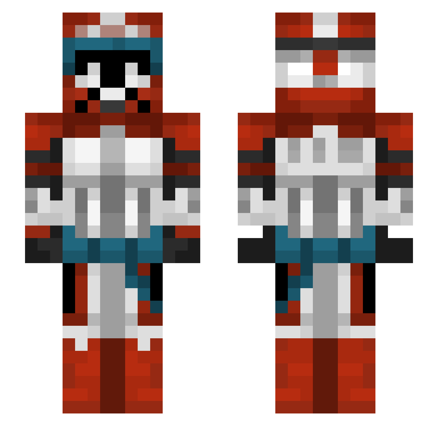 RA1Nh Minecraft skin, front and back view