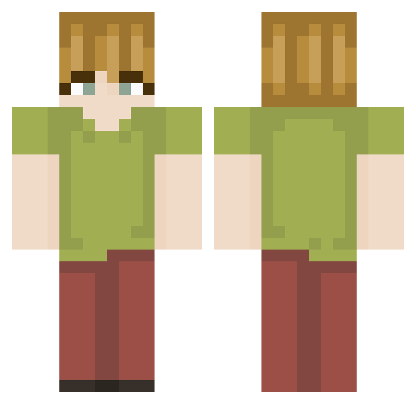 Tinymansworld Minecraft skin, front and back view