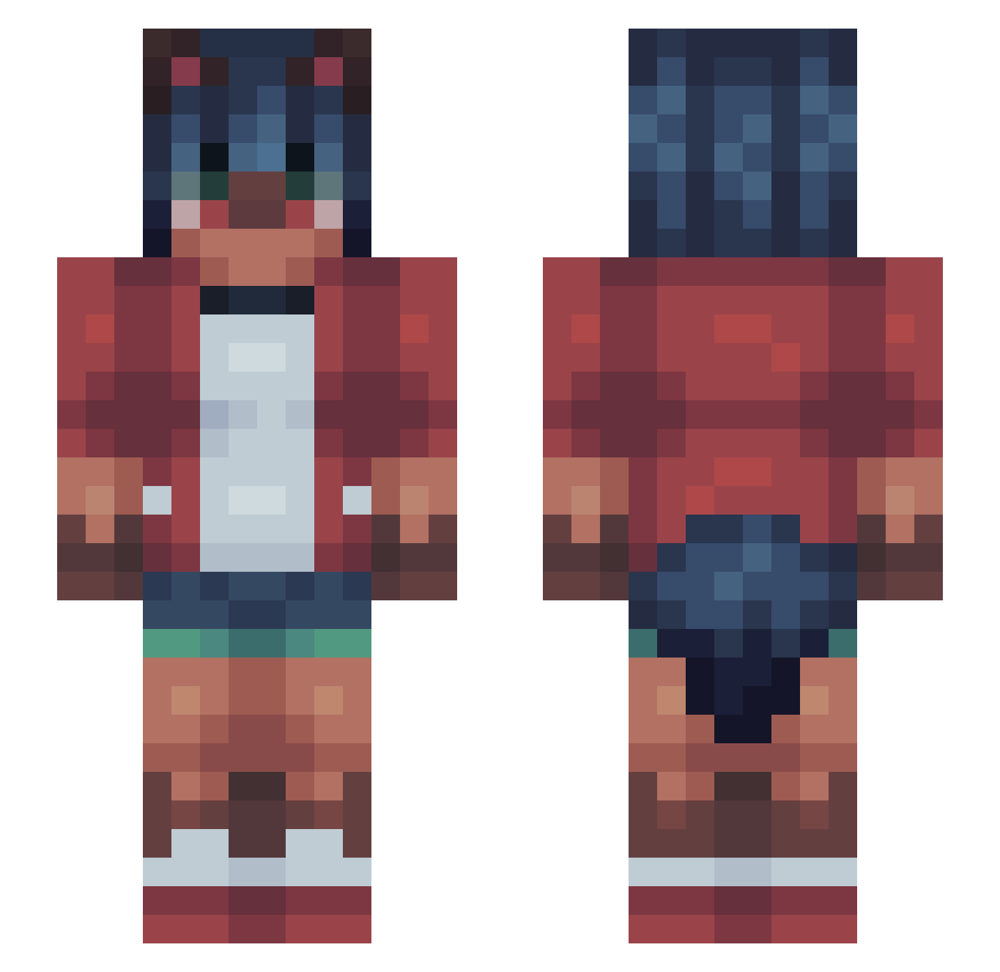 GreatlyDum Minecraft skin, front and back view