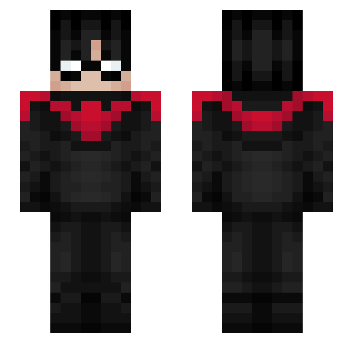 Qlmv Minecraft skin, front and back view