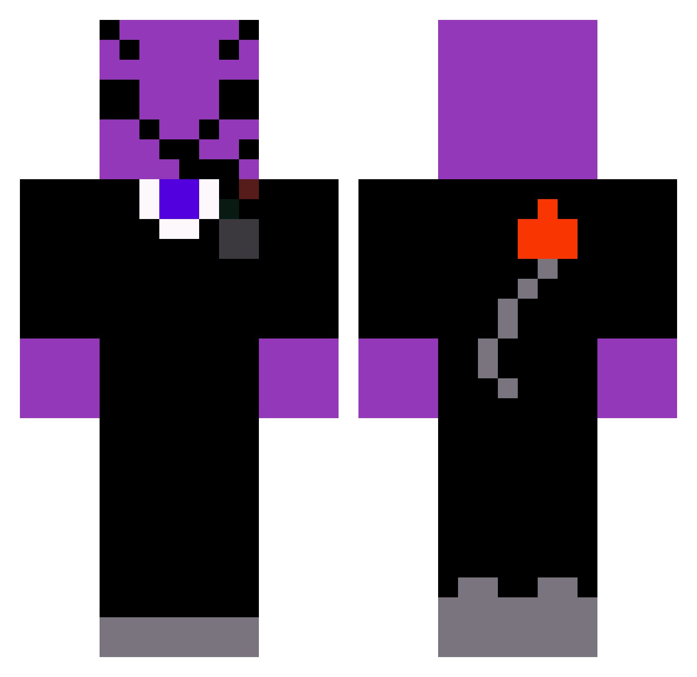 vacx Minecraft skin, front and back view