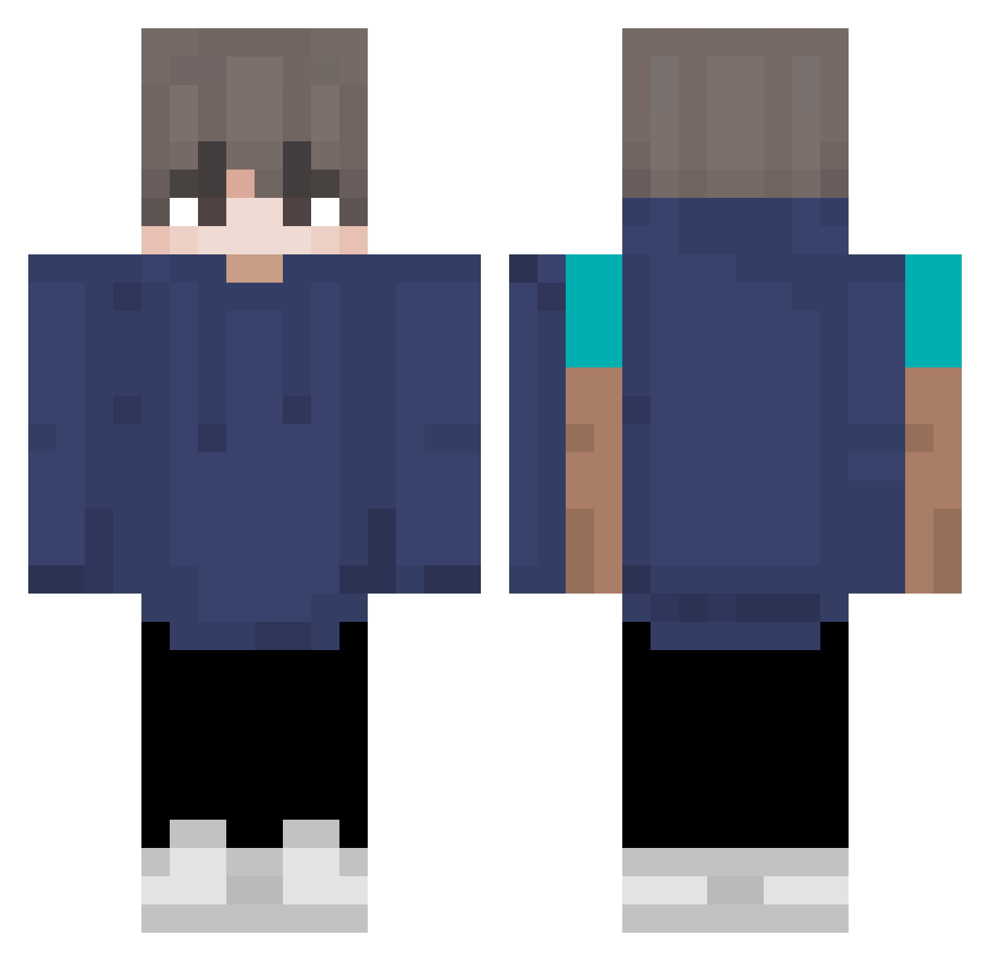 xBestDBC Minecraft skin, front and back view