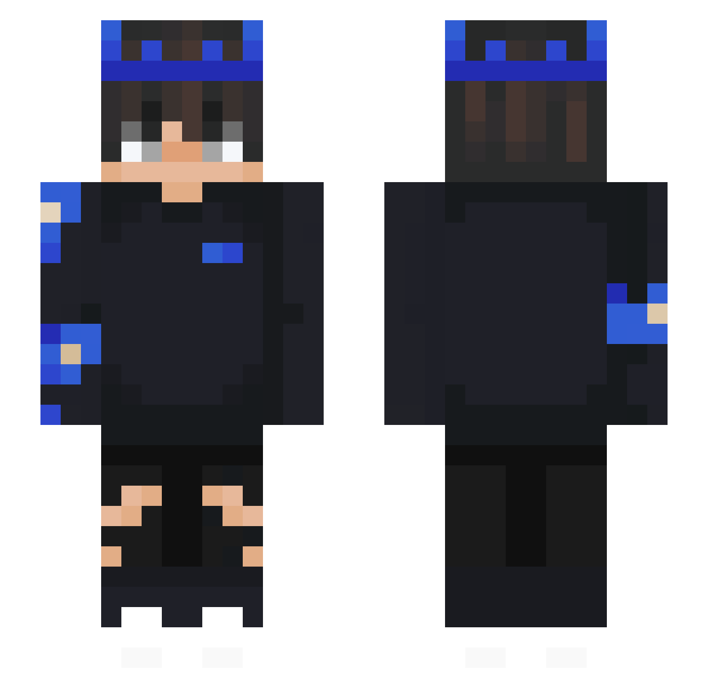 Rhakenz Minecraft skin, front and back view