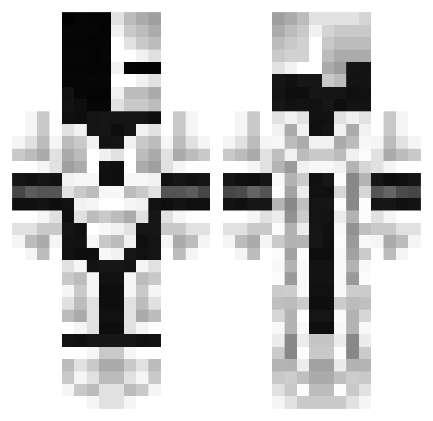 Zahere Minecraft skin, front and back view