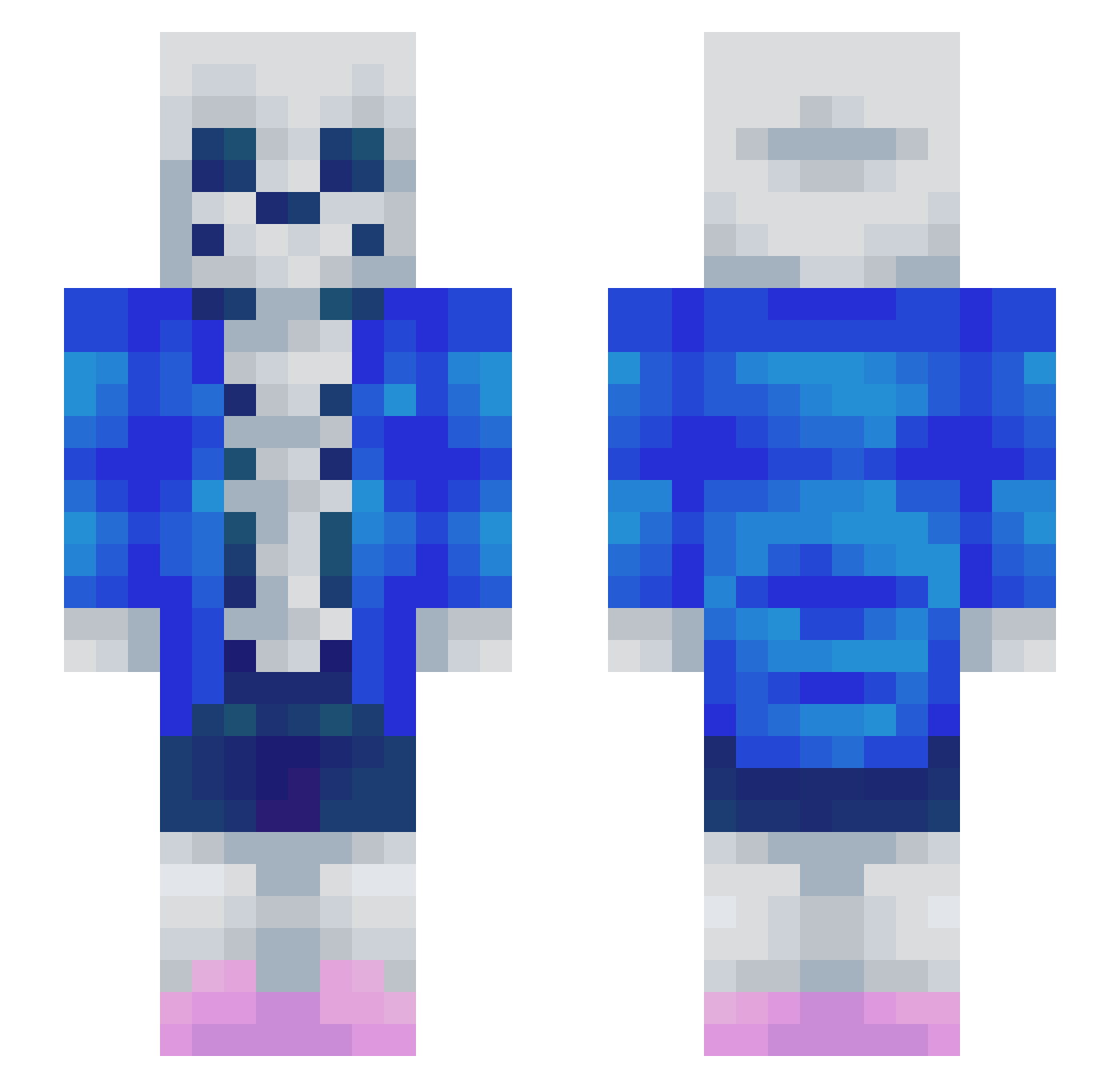 RainbowDush Minecraft skin, front and back view
