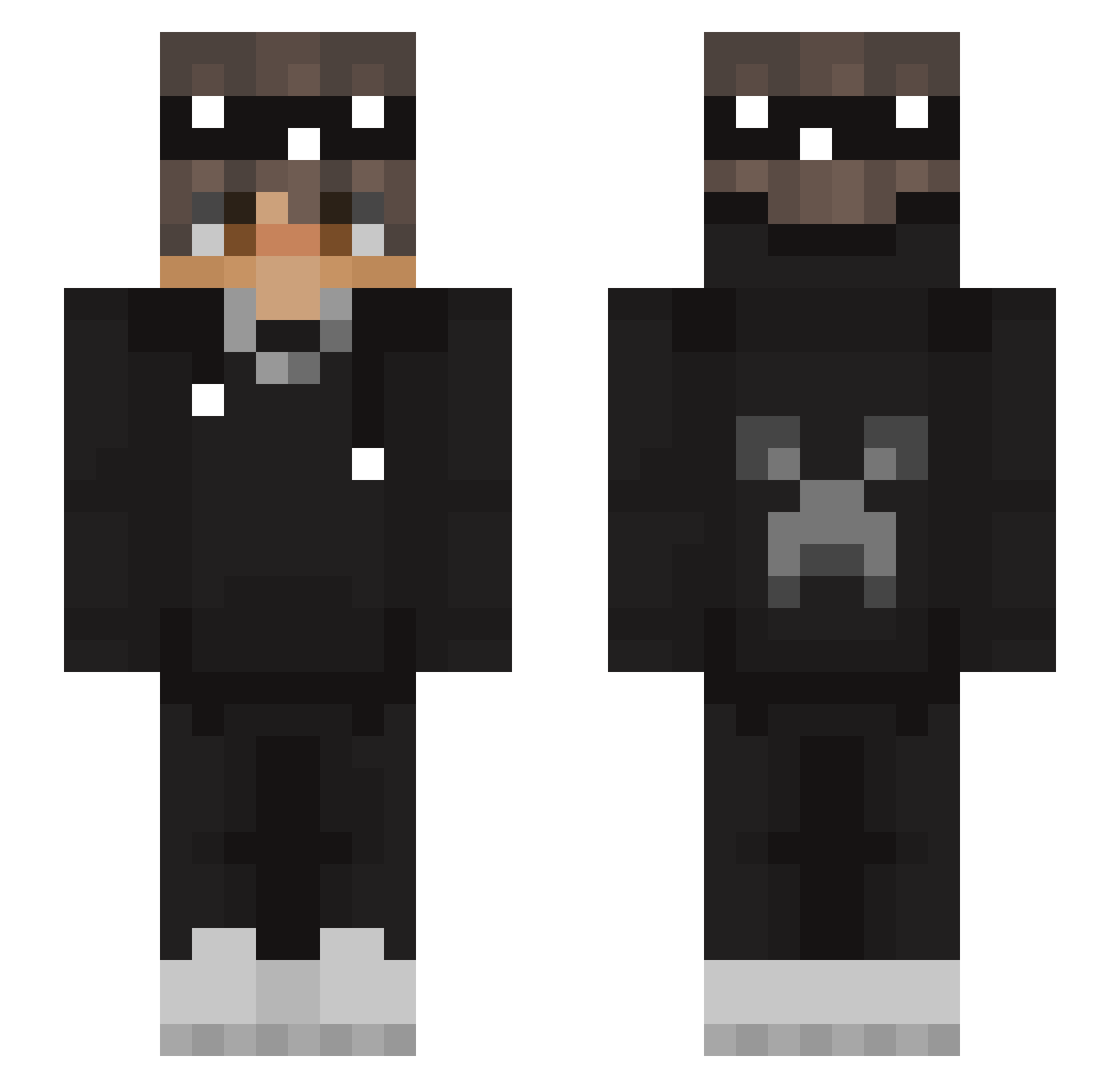 SaintHonesty Minecraft skin, front and back view