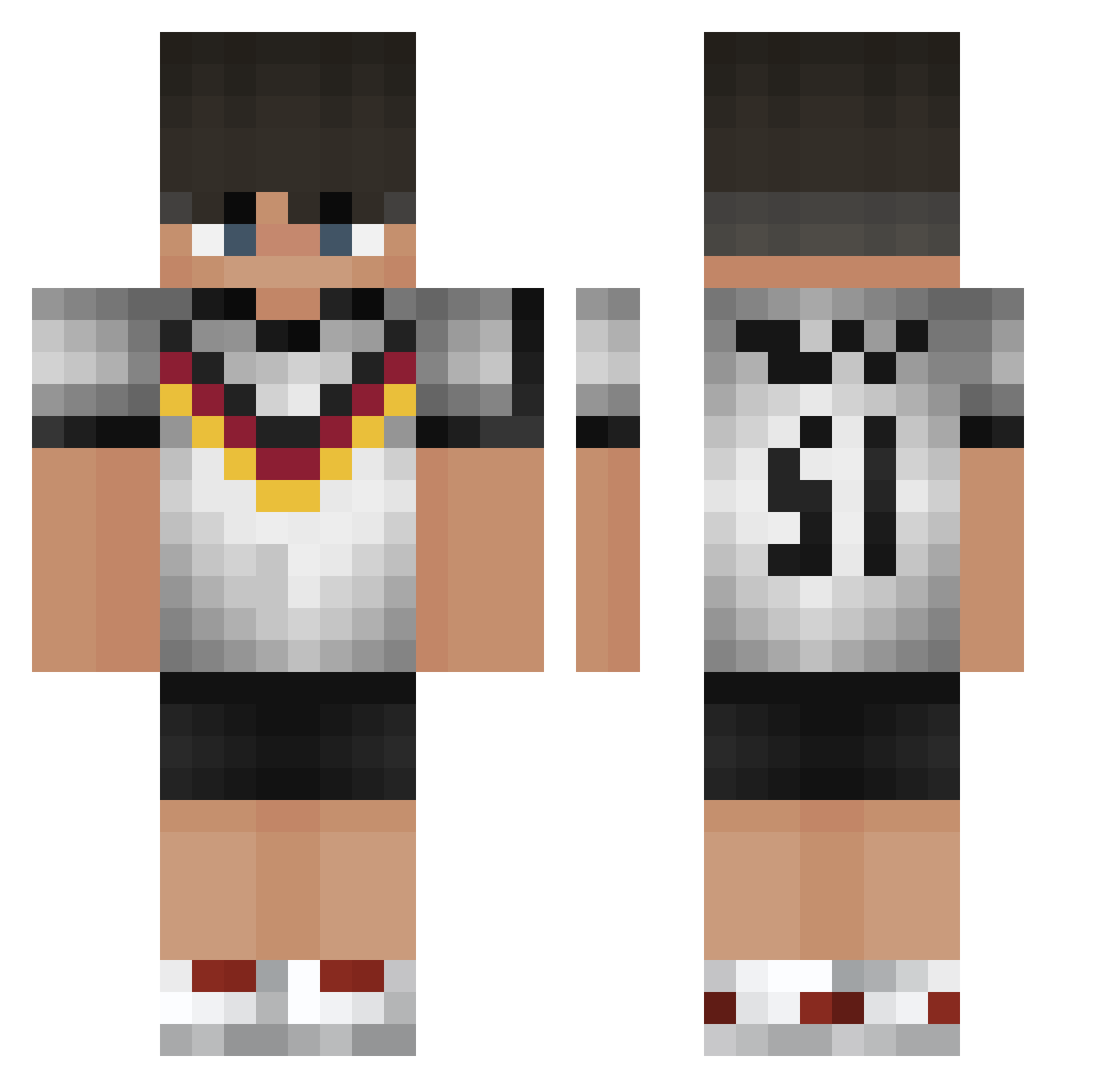 STK621 Minecraft skin, front and back view