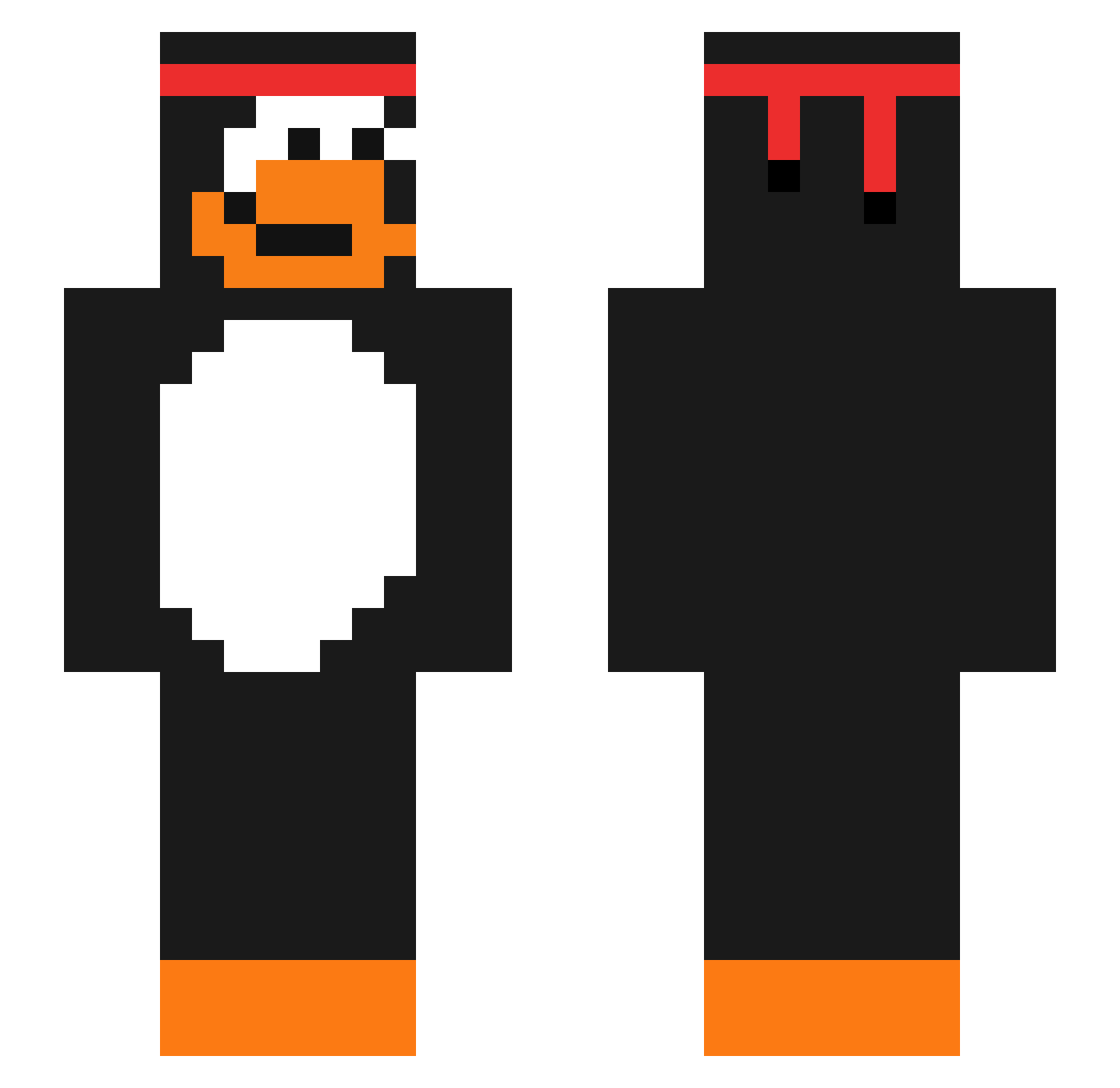 Qpochi Minecraft skin, front and back view