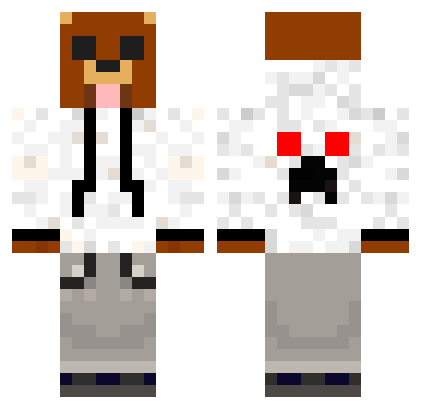 pedos Minecraft skin, front and back view
