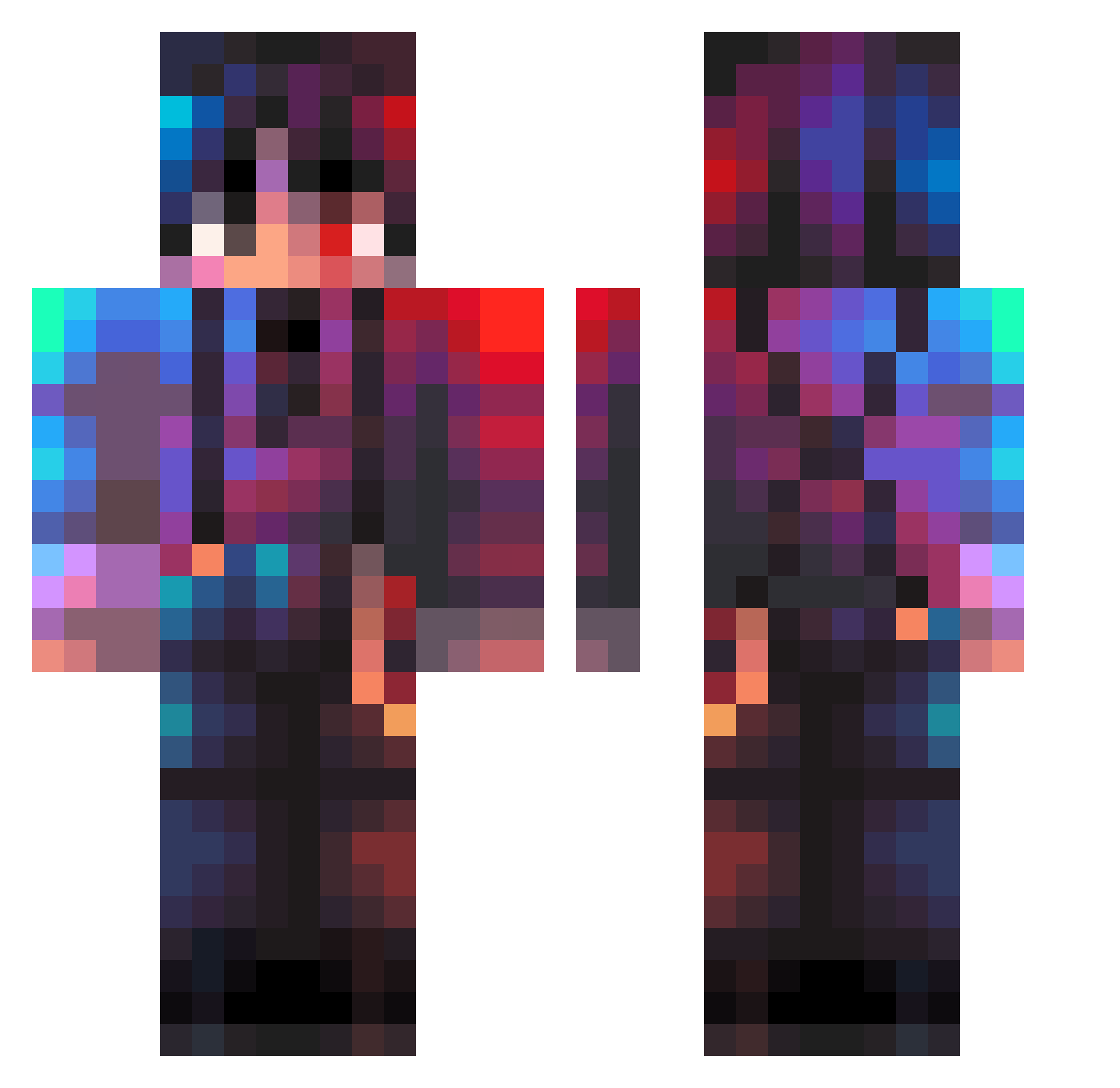 ClownL Minecraft skin, front and back view