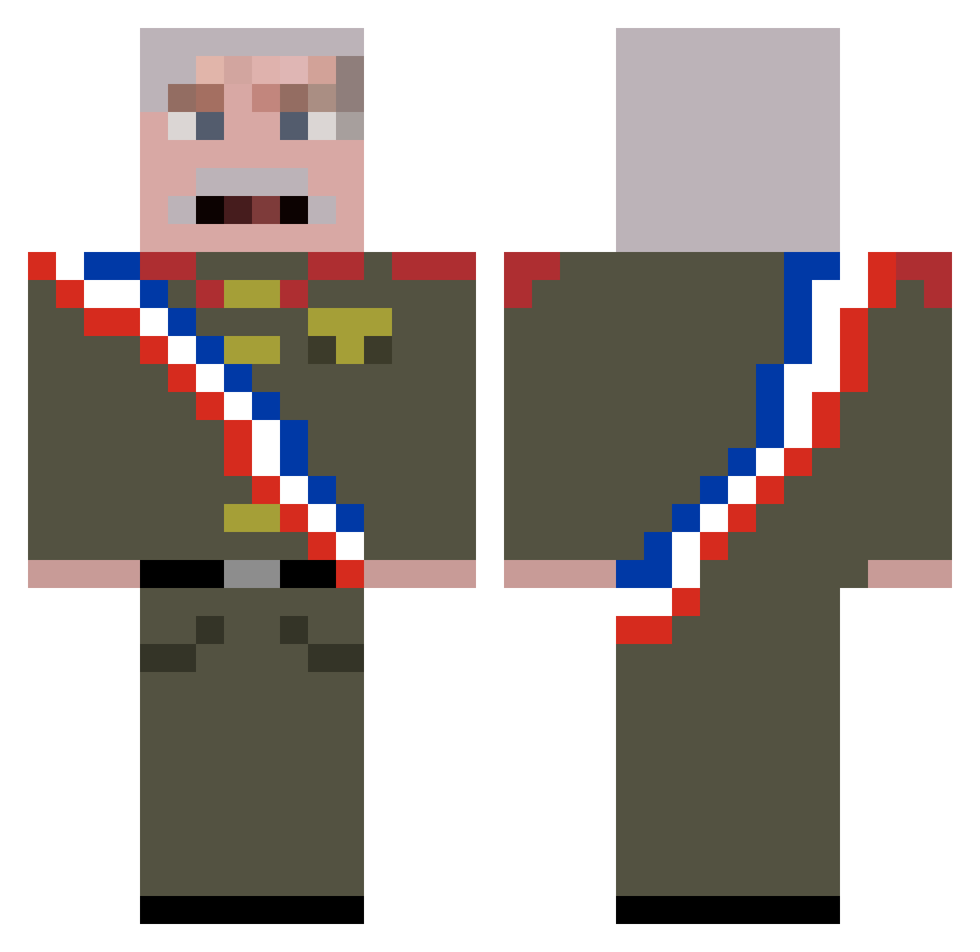 ModoFoxtrot Minecraft skin, front and back view