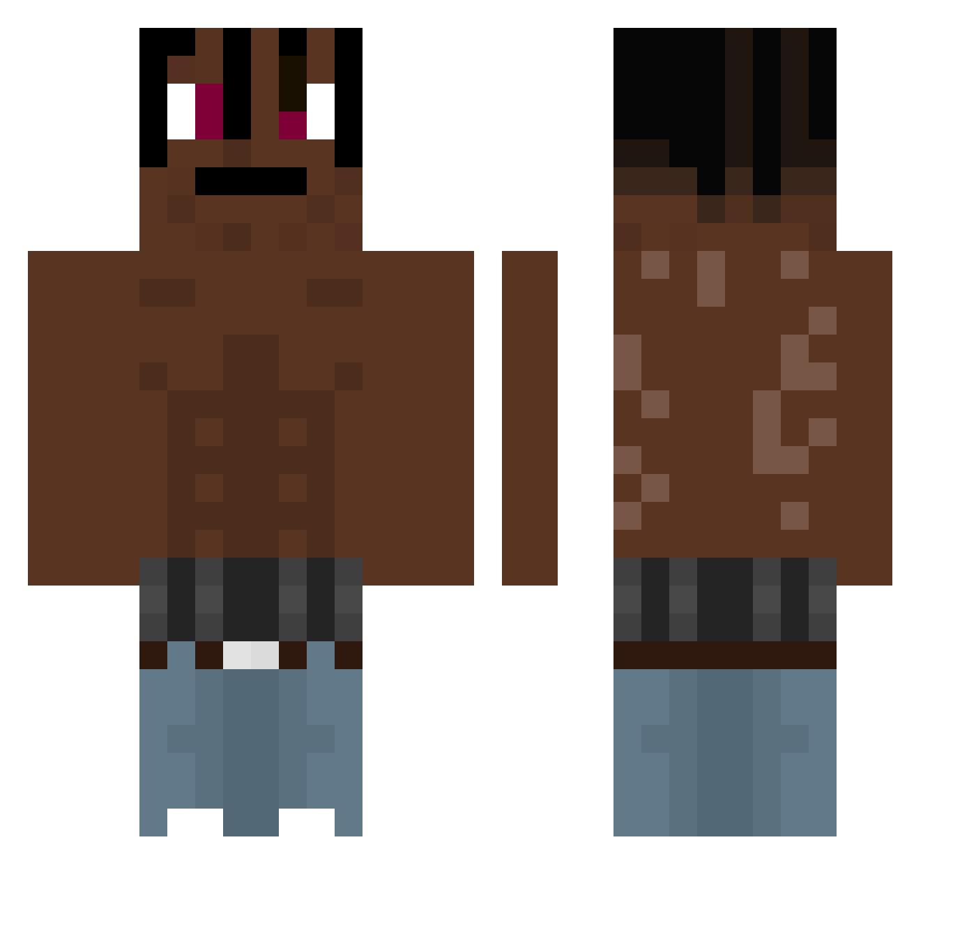 zweV Minecraft skin, front and back view