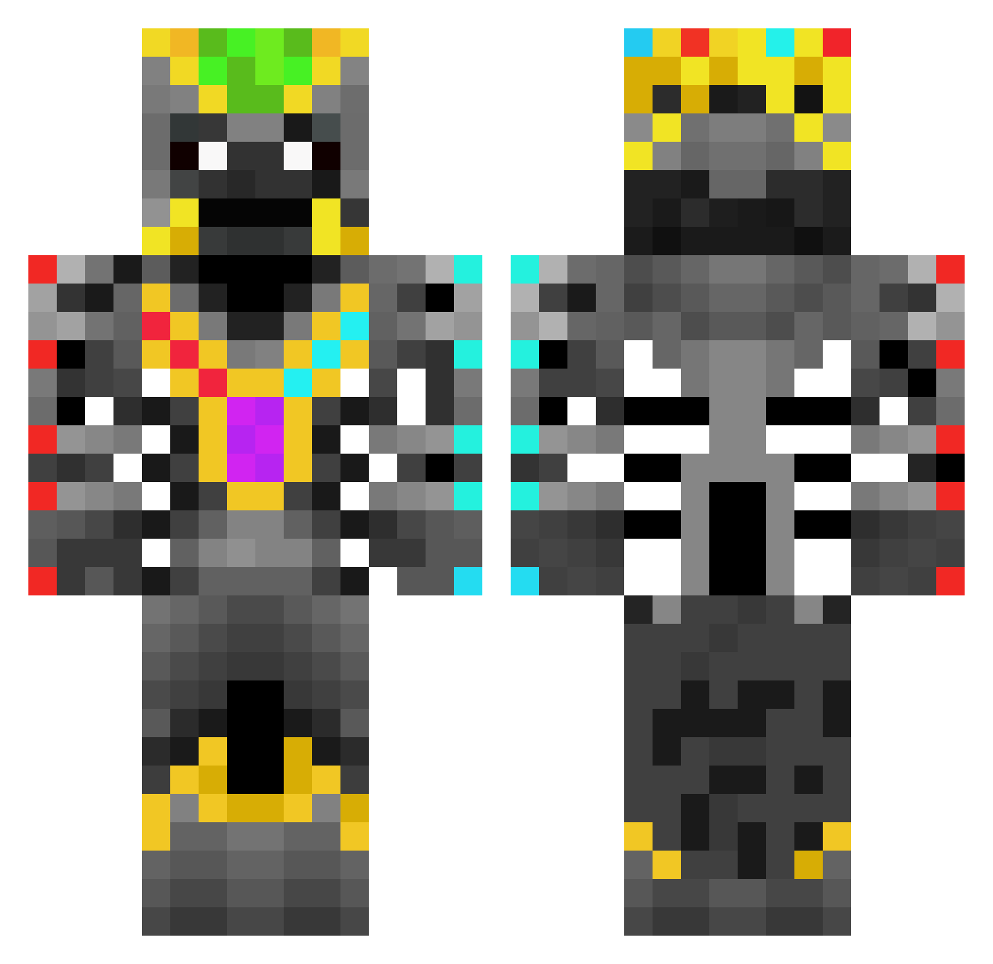 RougeGorge15 Minecraft skin, front and back view