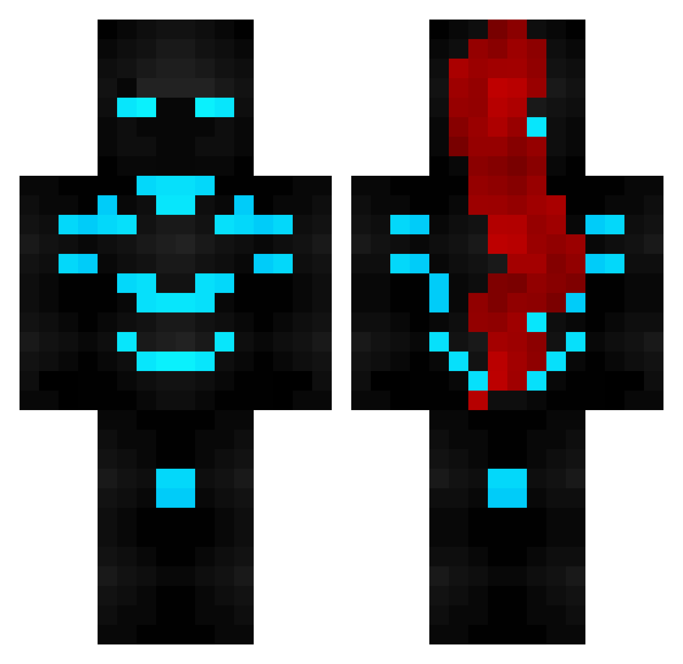 FlakeyBlakey99 Minecraft skin, front and back view