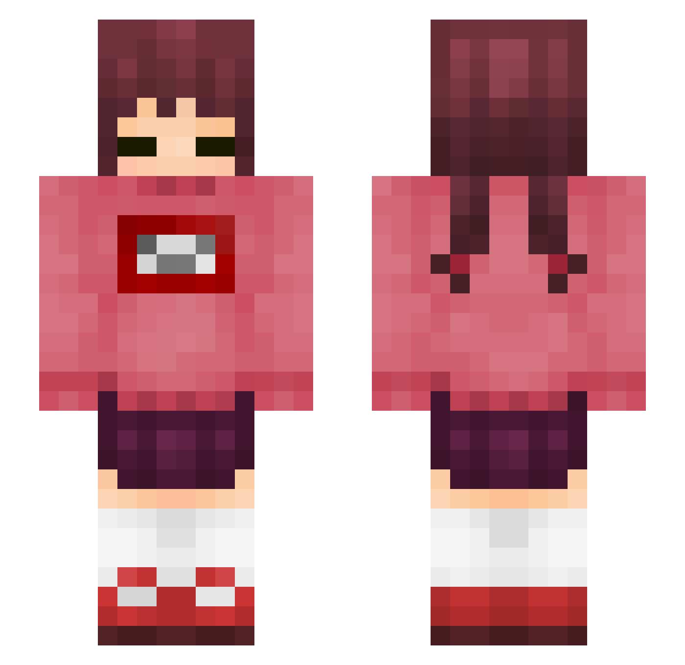LycheeBunniee Minecraft skin, front and back view