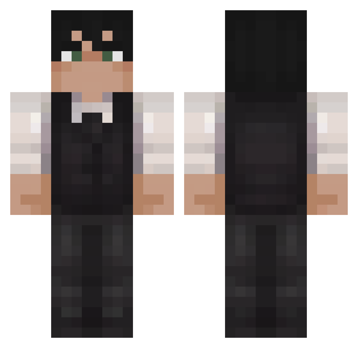 Scarypasta Minecraft skin, front and back view