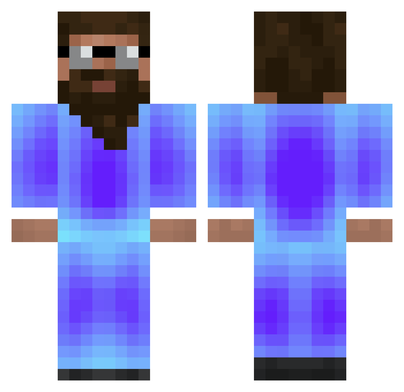 zhbw Minecraft skin, front and back view