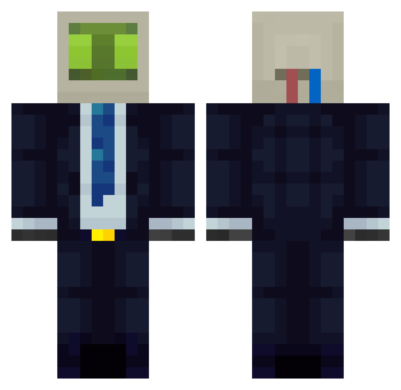Mrtoaster33 Minecraft skin, front and back view