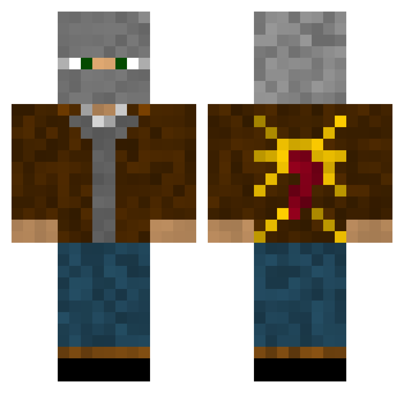 Dead_Ned Minecraft skin, front and back view