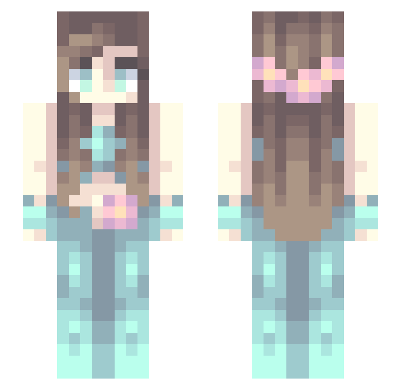 Baekons Minecraft skin, front and back view