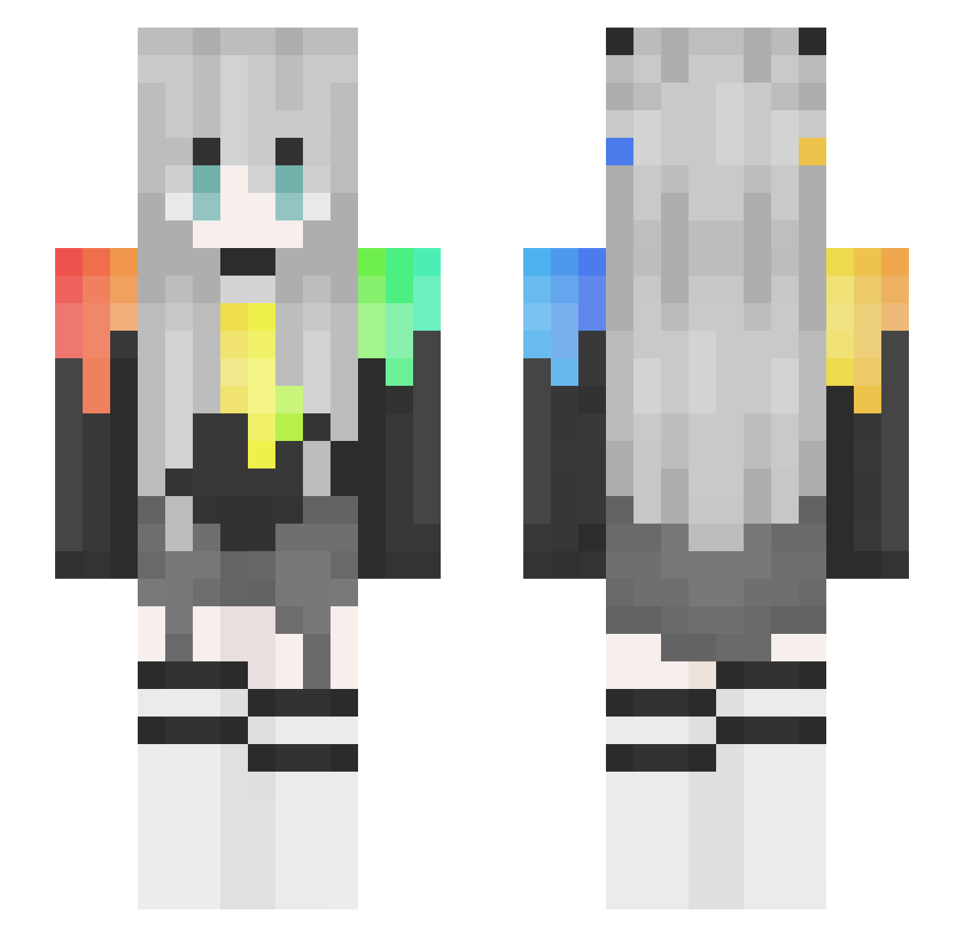 Squarecold Minecraft skin, front and back view