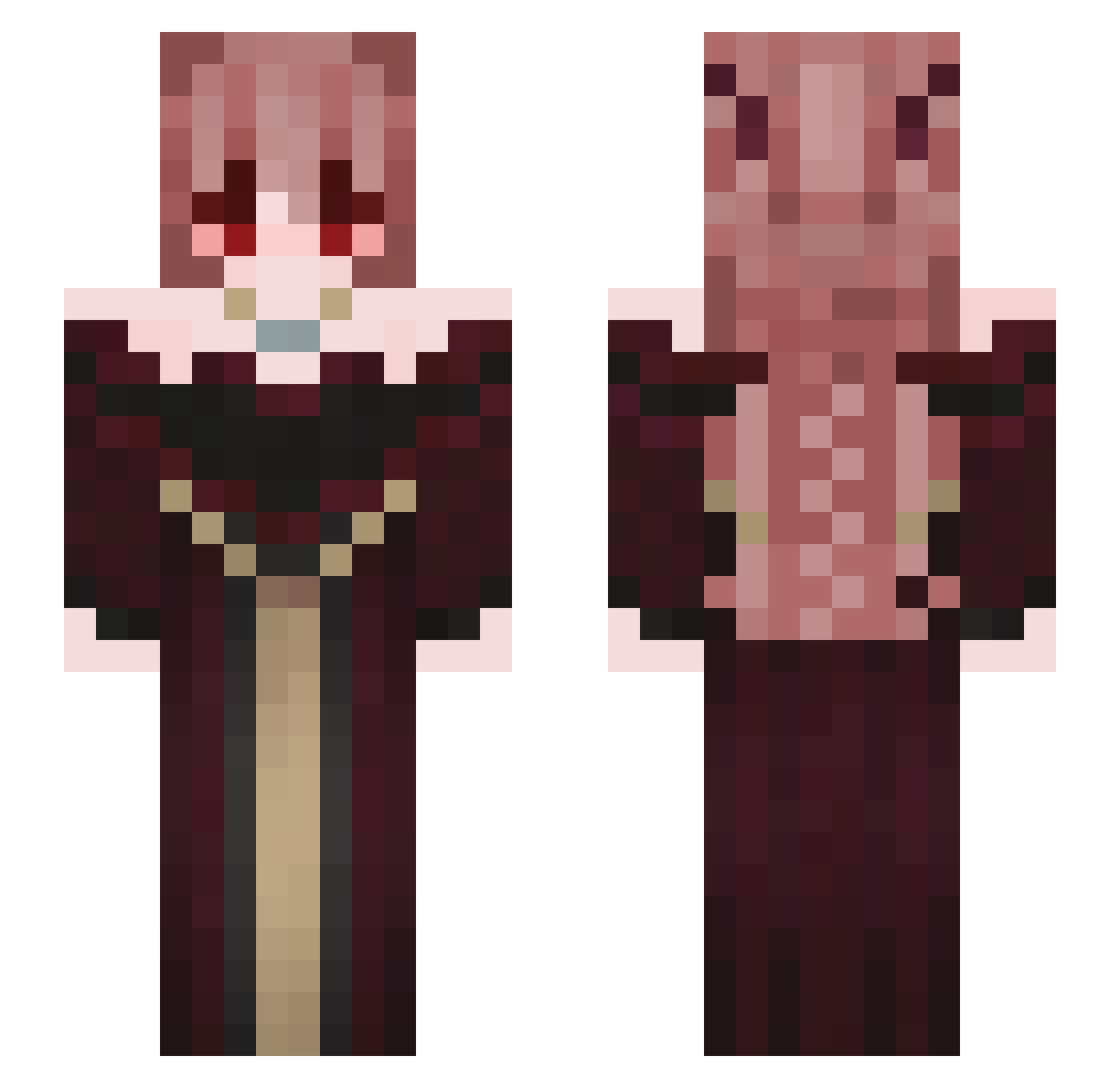 blossxm3d Minecraft skin, front and back view