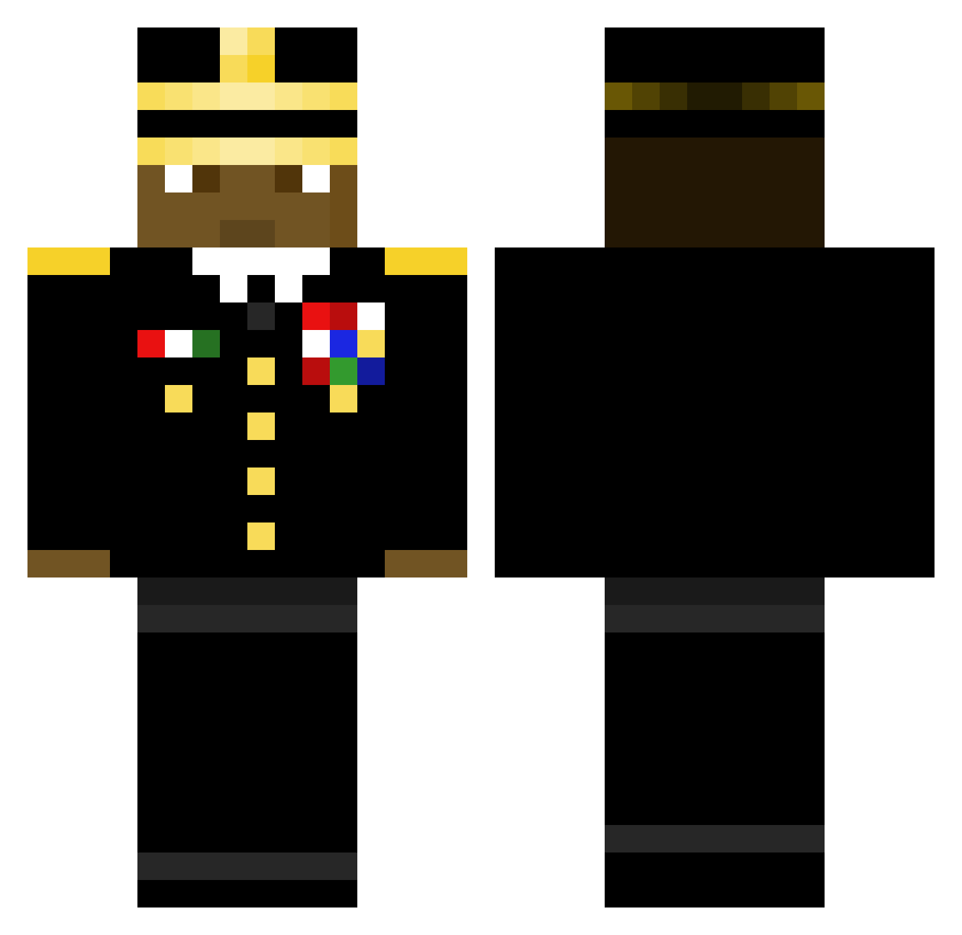 CaptCrunchyBalls Minecraft skin, front and back view