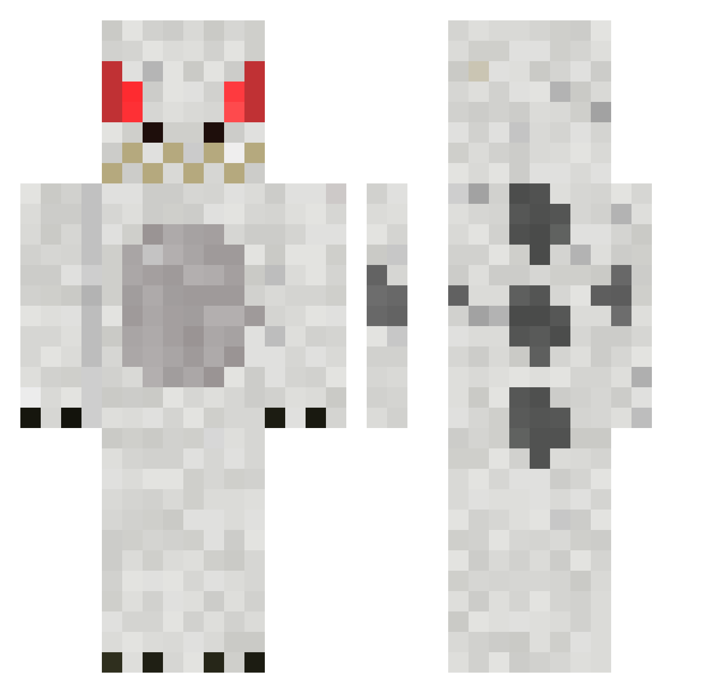 TianDino Minecraft skin, front and back view