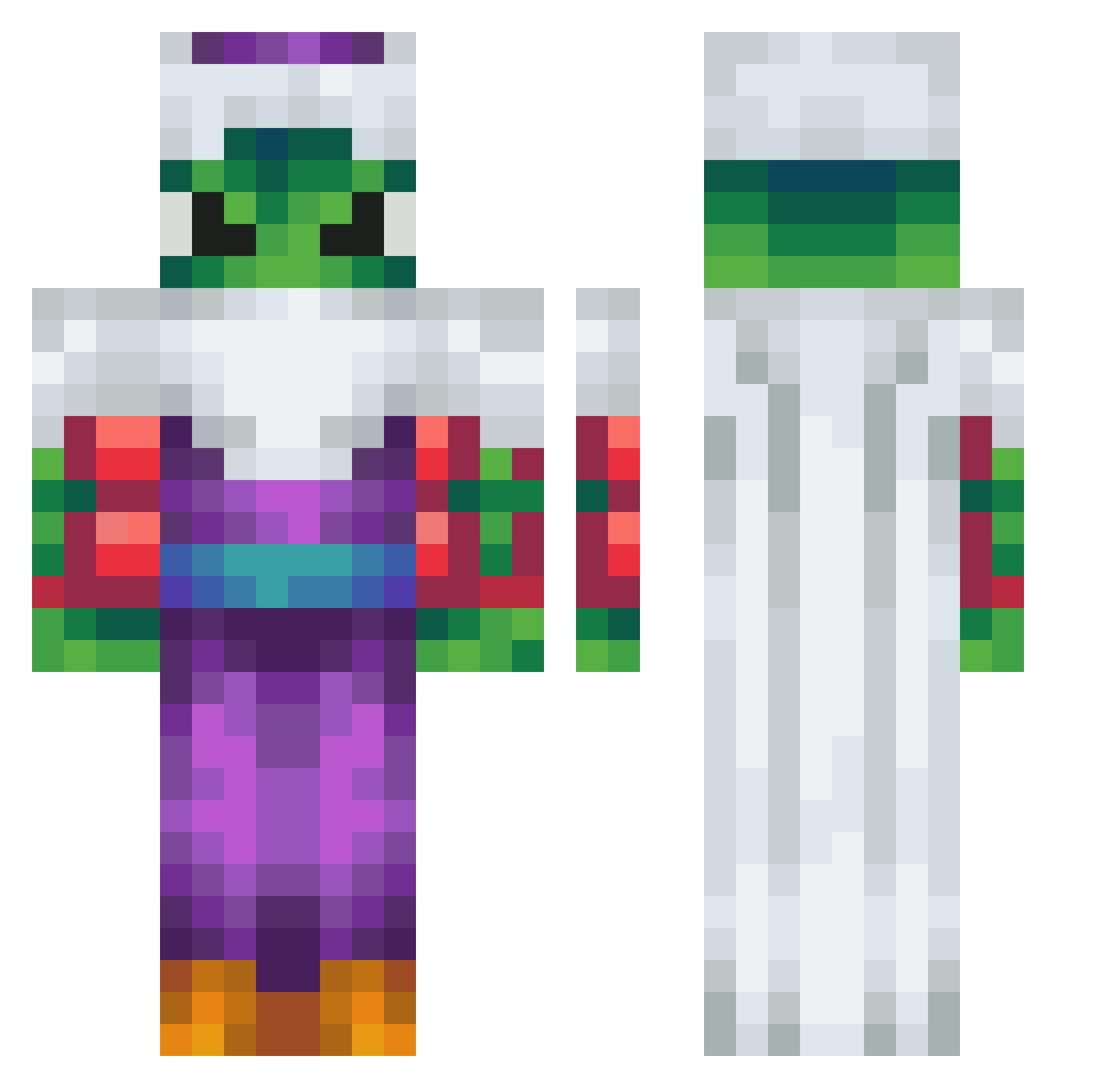 Enigado Minecraft skin, front and back view