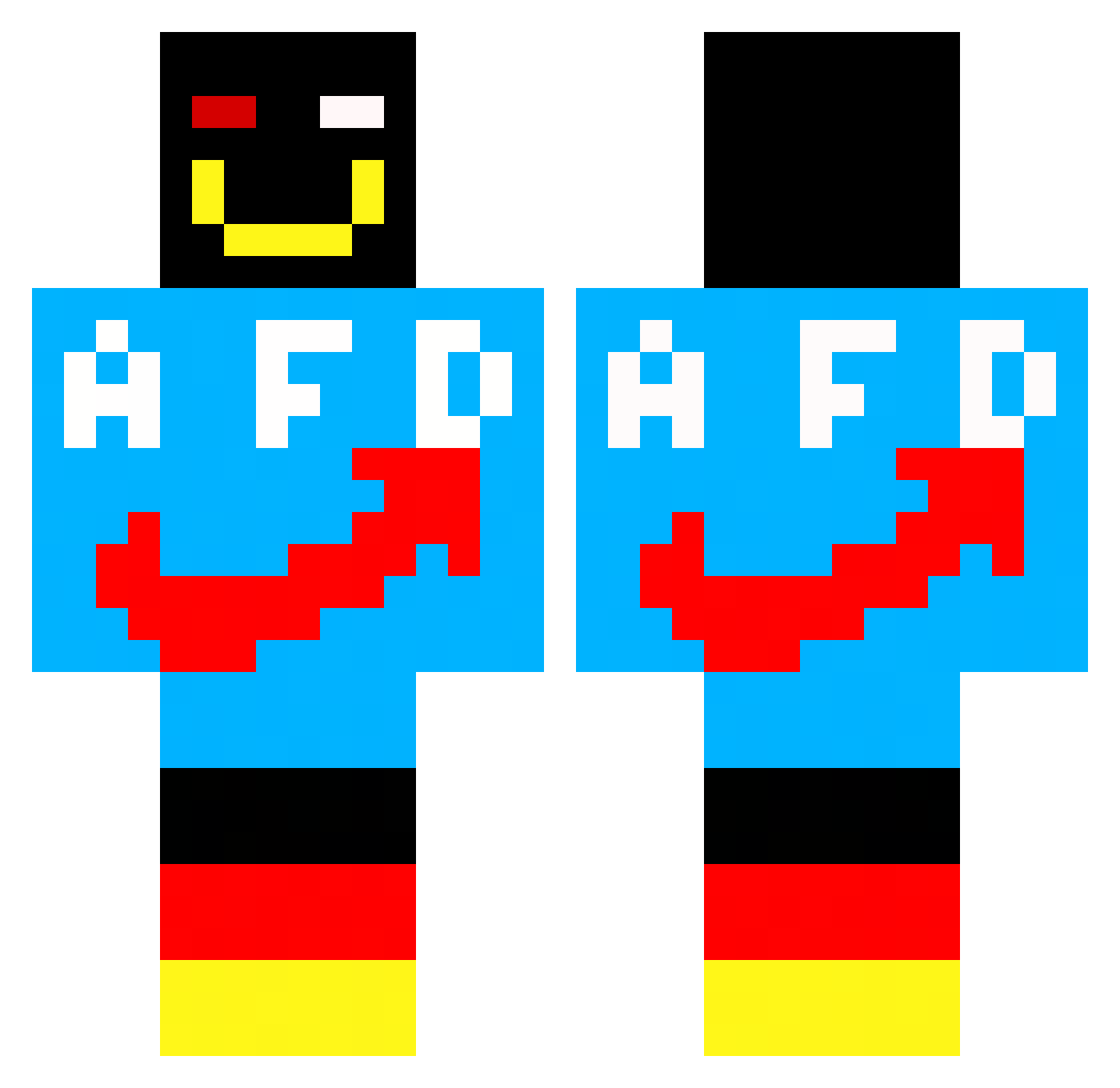 Fluorid Minecraft skin, front and back view