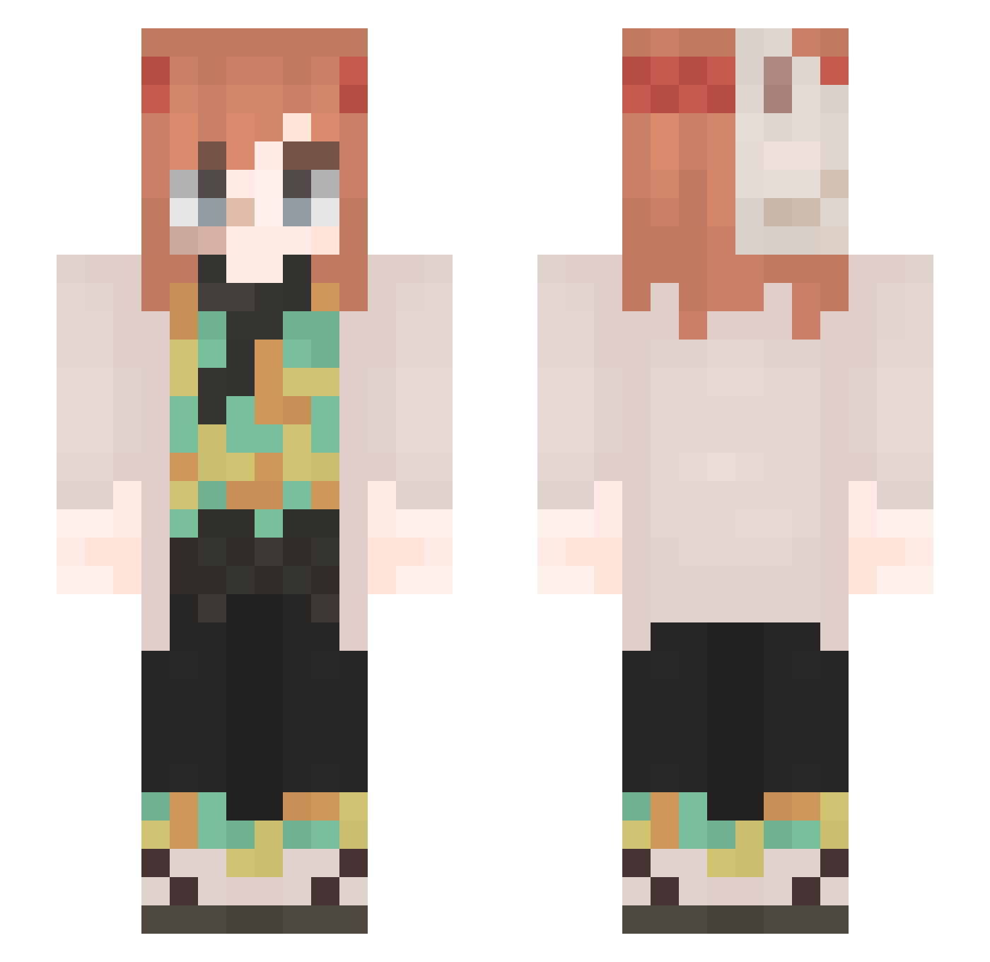 FoxaxeWasTaken Minecraft skin, front and back view