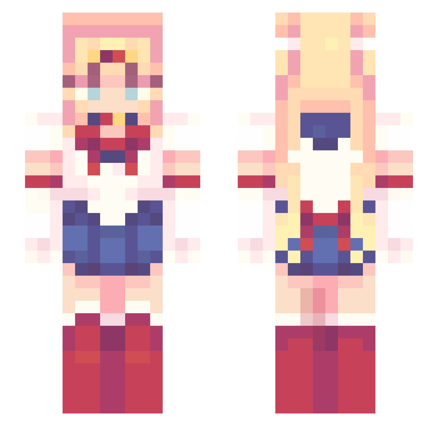 PizzaZeppelli Minecraft skin, front and back view