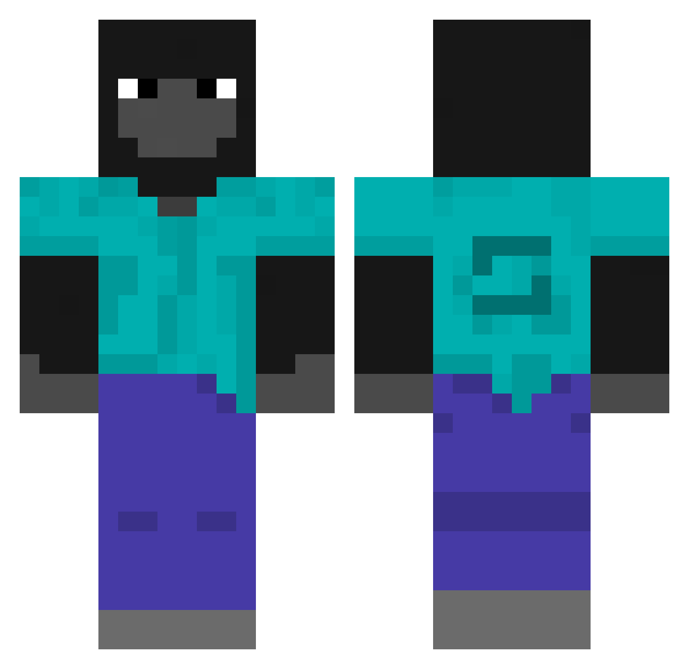 Logc1 Minecraft skin, front and back view