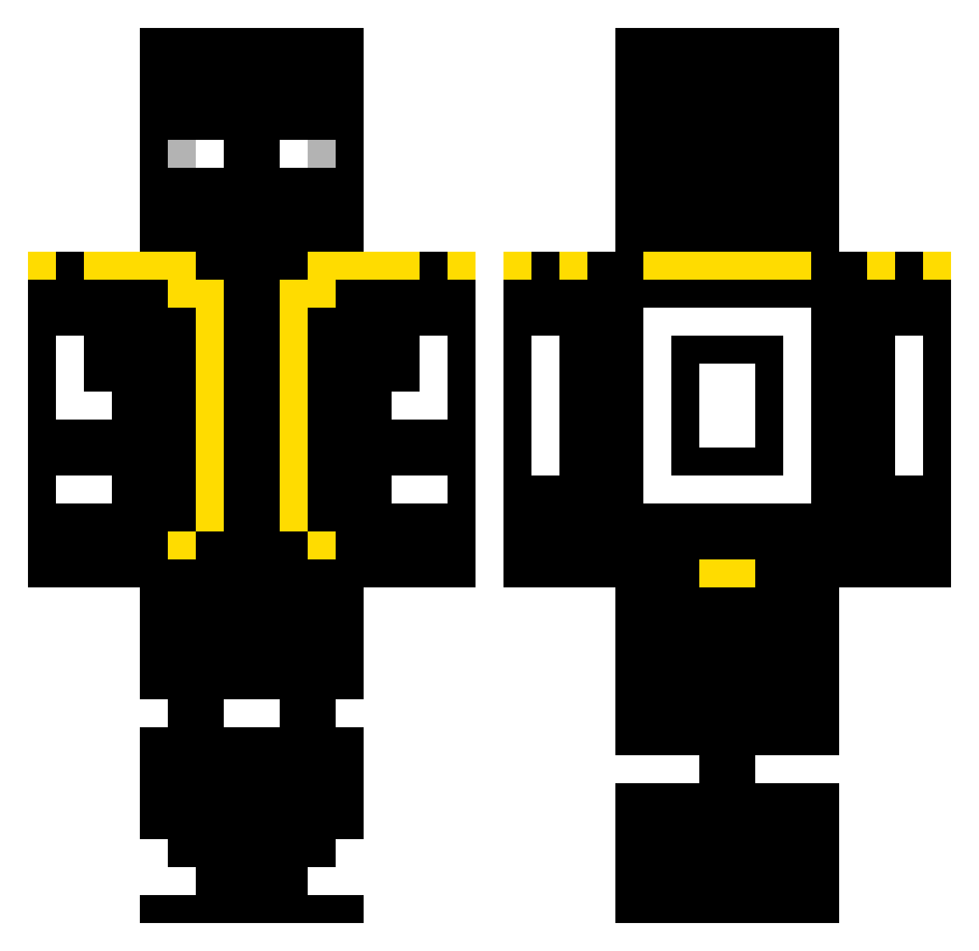 Qabr Minecraft skin, front and back view