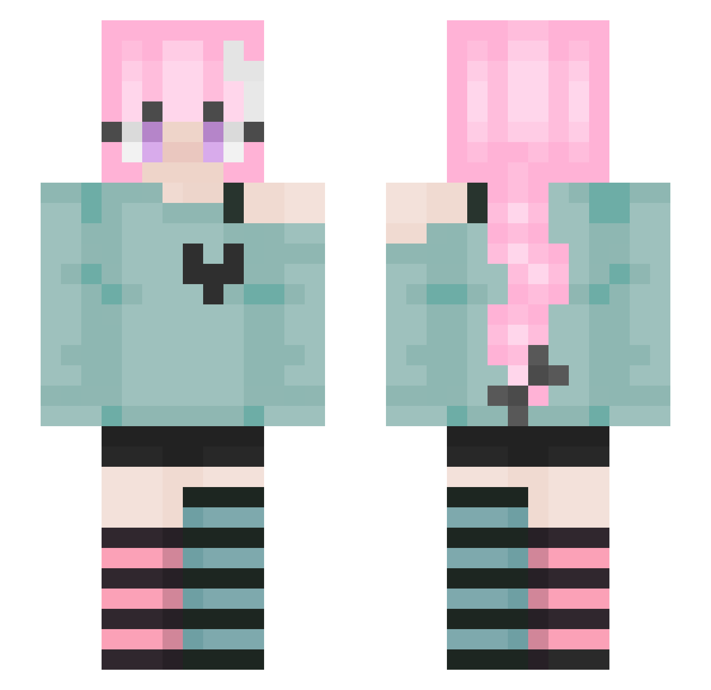 Iowact Minecraft skin, front and back view