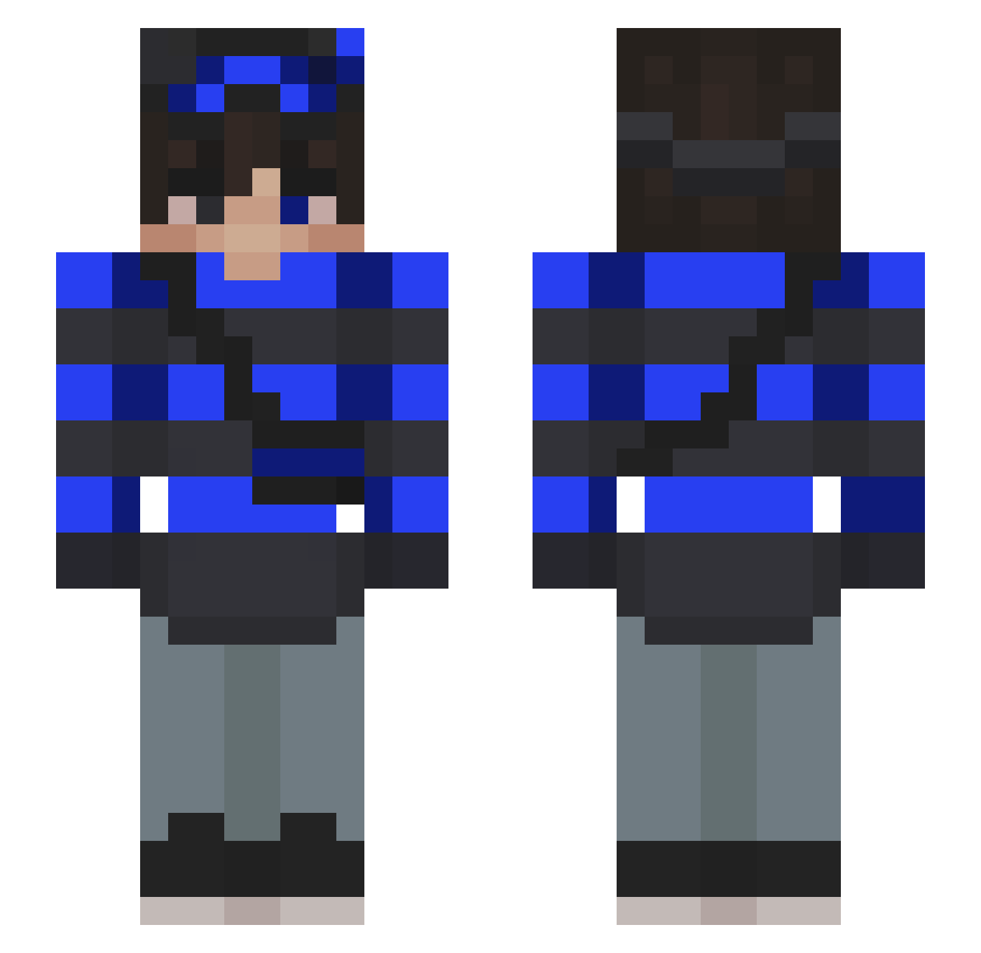 countfangs Minecraft skin, front and back view