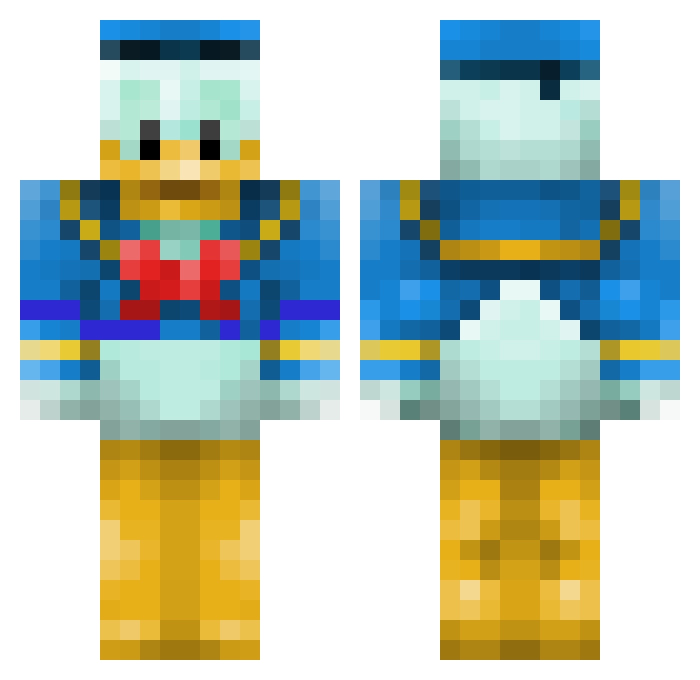 Raized_exe Minecraft skin, front and back view