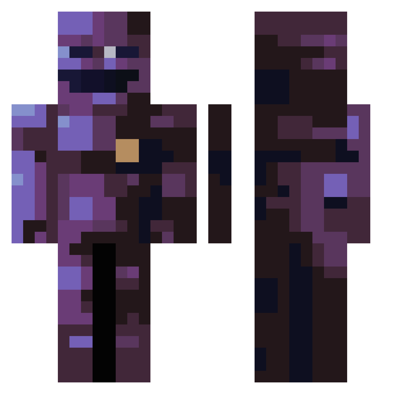tyoert Minecraft skin, front and back view