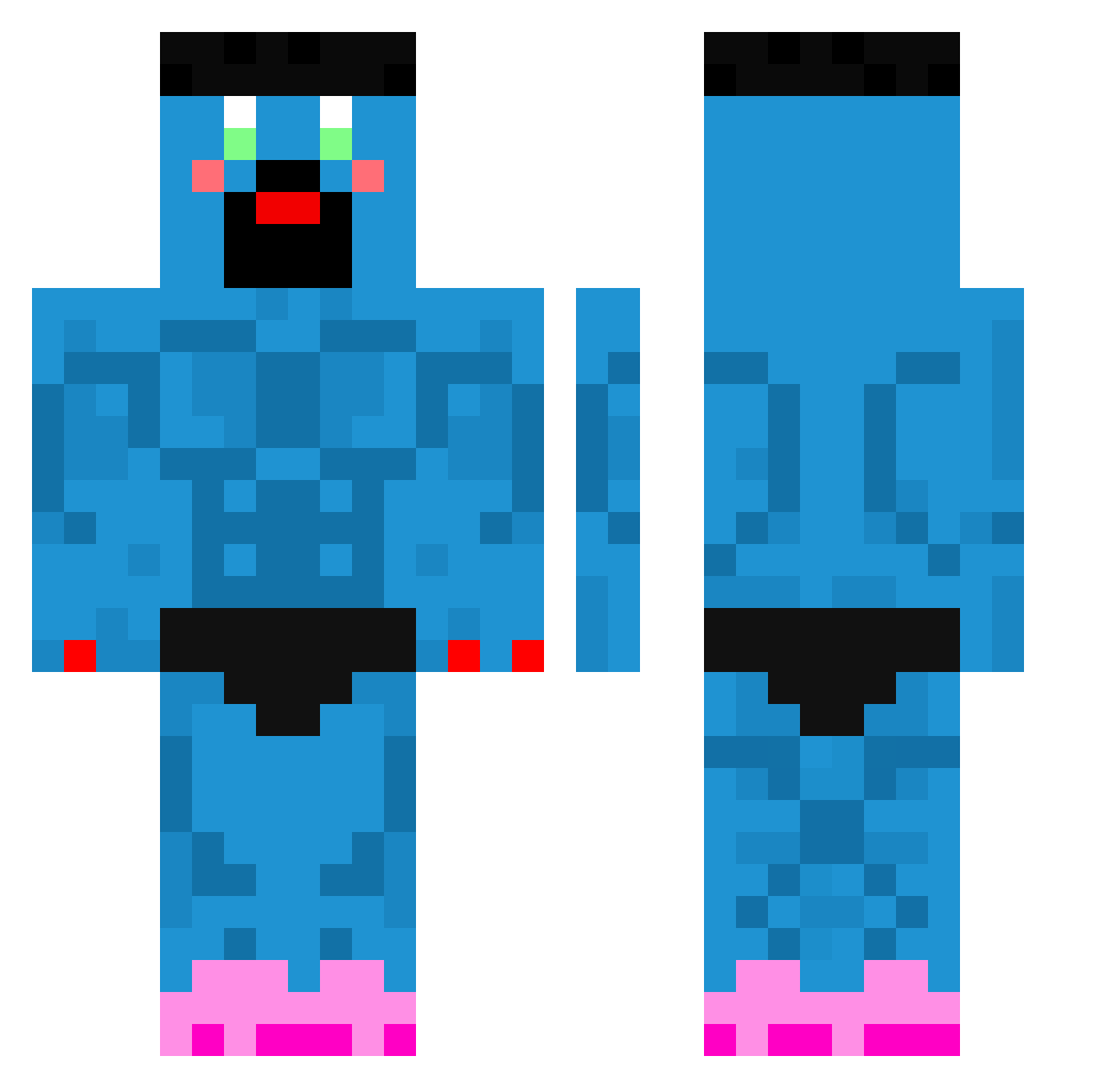 Psichologas Minecraft skin, front and back view