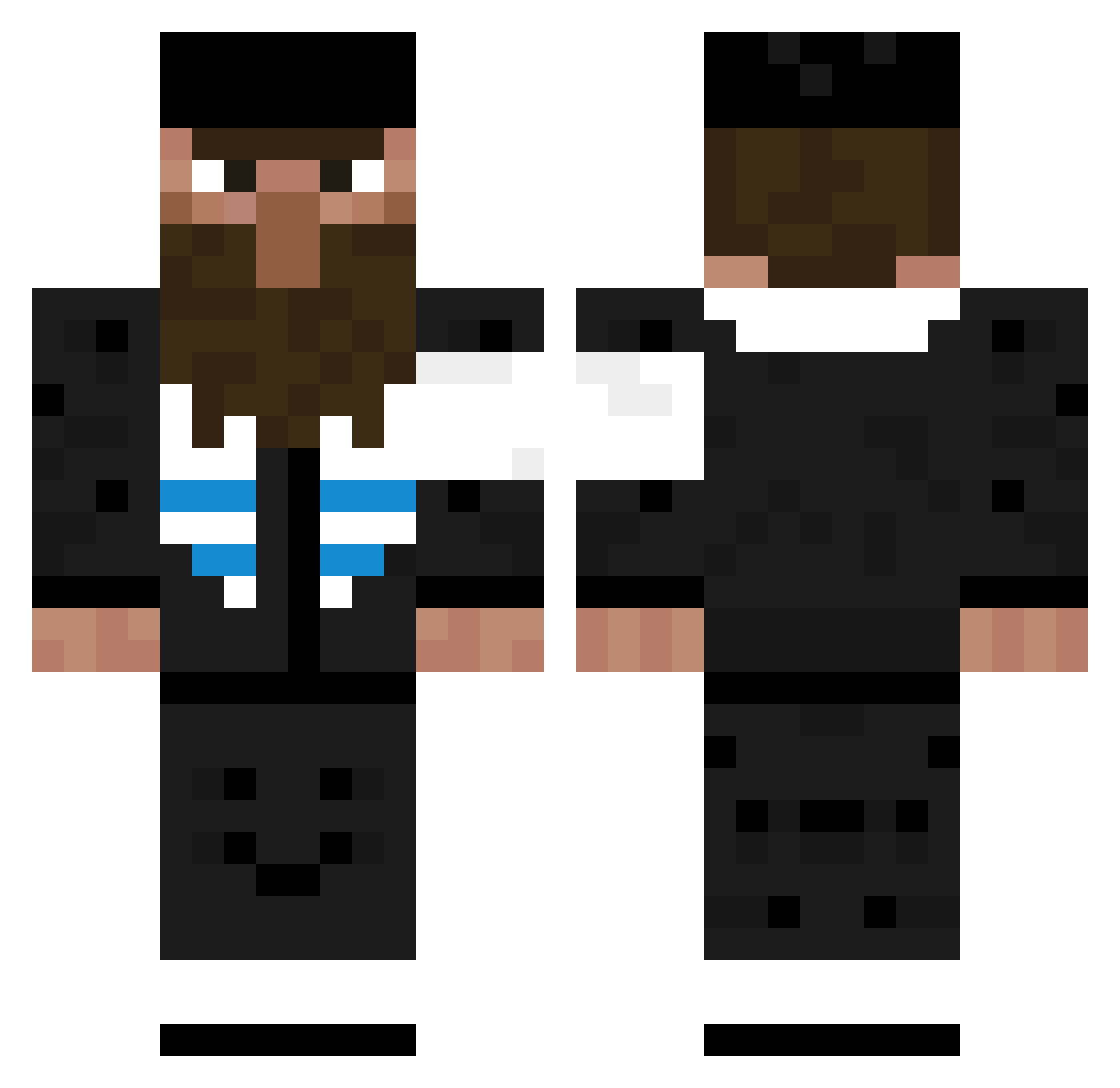 Rasmoses1337 Minecraft skin, front and back view