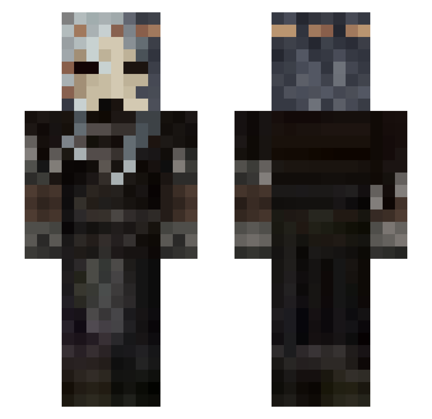 M3ster0fPuppets2 Minecraft skin, front and back view