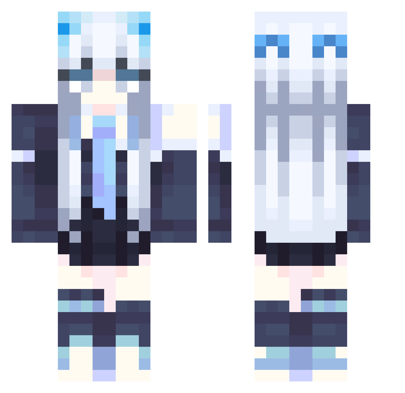 ZuNyas Minecraft skin, front and back view