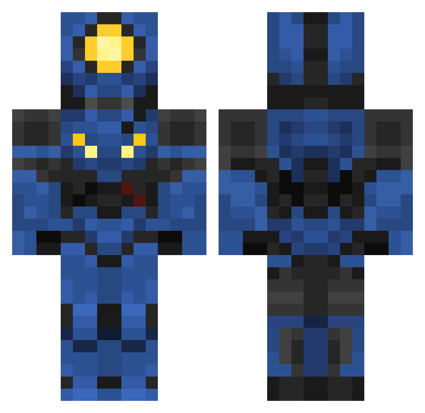 YEBDEB Minecraft skin, front and back view