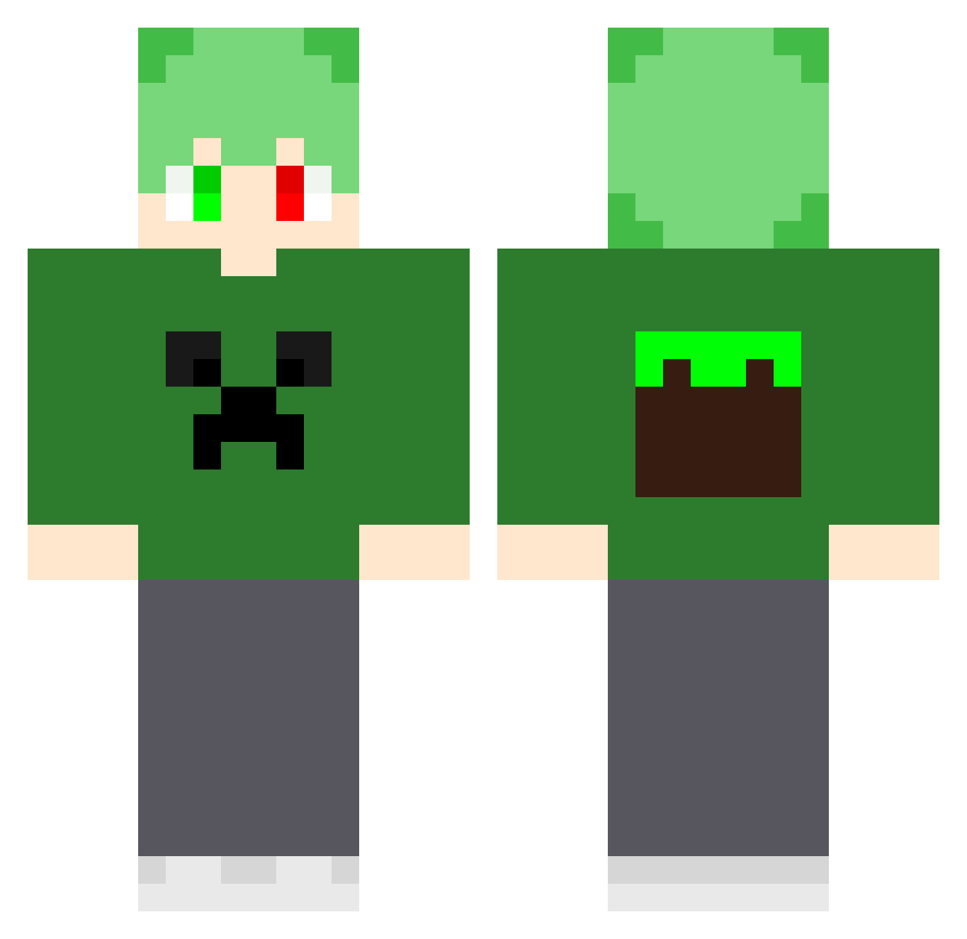 Wasabi_on_Sushi Minecraft skin, front and back view
