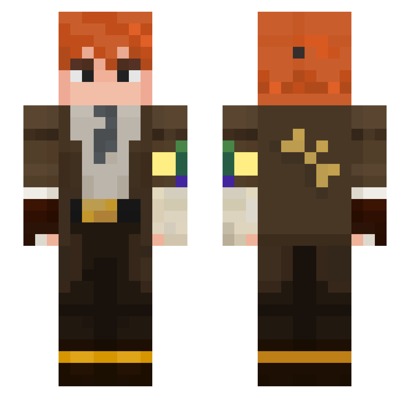 yesorda Minecraft skin, front and back view