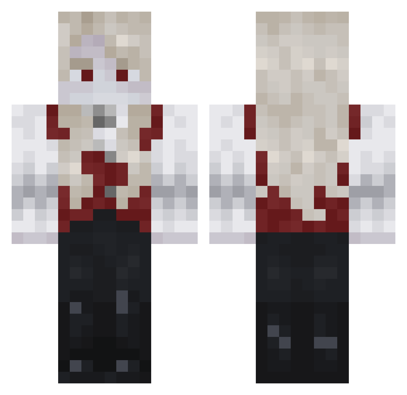 SkepticalSnowman Minecraft skin, front and back view